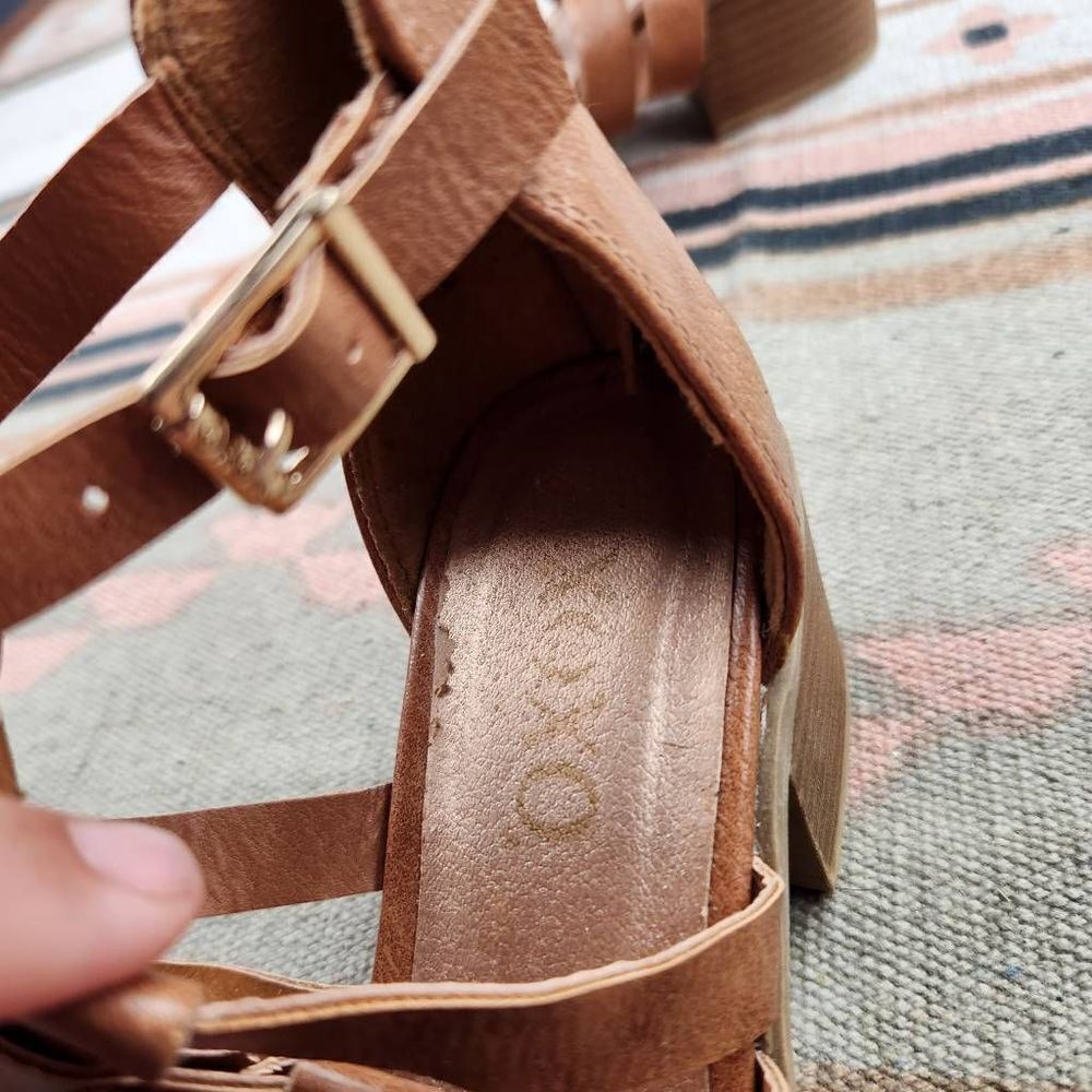 Brown Wooden Block Heel Girls Gladiator Sandals Big Girls Youth Size 2 T… - Picture 2 of 6